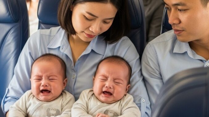Người mẹ đơn thân bị mắng mỏ vì để 2 con sinh đôi khóc trên máy bay, đúng lúc không biết phải làm sao thì người đàn ông ngồi ghế bên cạnh đã đưa ra một yêu cầu khiến cô sững người Người mẹ đơn thân bị mắng mỏ vì để 2 con sinh đôi khóc trên máy bay, đúng lúc không biết phải làm sao thì người đàn ông ngồi ghế bên cạnh đã đưa ra một yêu cầu khiến cô sững người