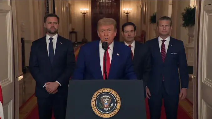Ông Trump phát biểu toàn quốc vụ Mỹ tấn công Iran, cảnh báo còn đánh mạnh hơn Ông Trump phát biểu toàn quốc vụ Mỹ tấn công Iran, cảnh báo còn đánh mạnh hơn