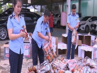 Tiêu hủy gần 2.000 gói bim bim giả mạo nhãn hiệu “Tăm cay Bà Tuyết”