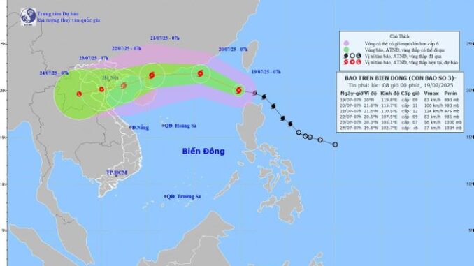 Bão Wipha vào Biển Đông thành bão số 3 Bão Wipha vào Biển Đông thành bão số 3
