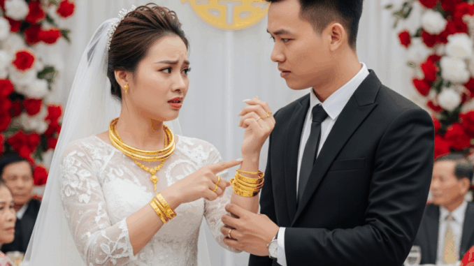 Đám cưới, mẹ chồng trao kiềng vàng, lắc vàng 2 cây, nhưng nhìn chữ khắc trên đó tôi lập tức hủy hôn Đám cưới, mẹ chồng trao kiềng vàng, lắc vàng 2 cây, nhưng nhìn chữ khắc trên đó tôi lập tức hủy hôn