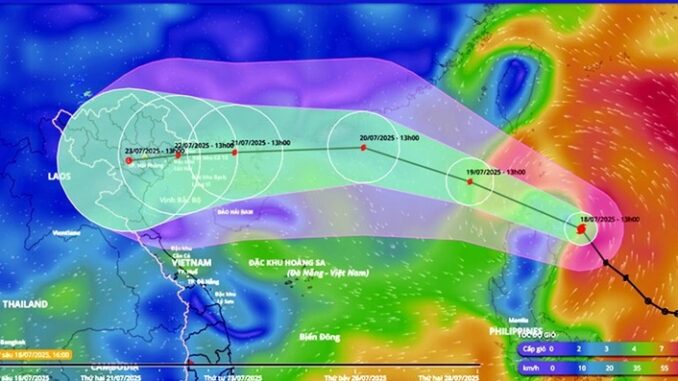 Bão Wipha đang di chuyển nhanh, hướng vào đất liền nước ta, 18 tỉnh đặc biệt chú ý