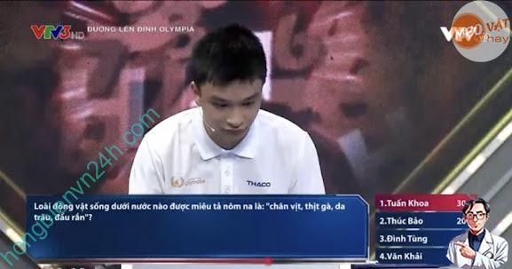 Câu hỏi hóc búa Đường Lên Đỉnh Olympia gây bàn tán “Con gì chân vịt, thịt gà, da trâu, đầu rắn?”