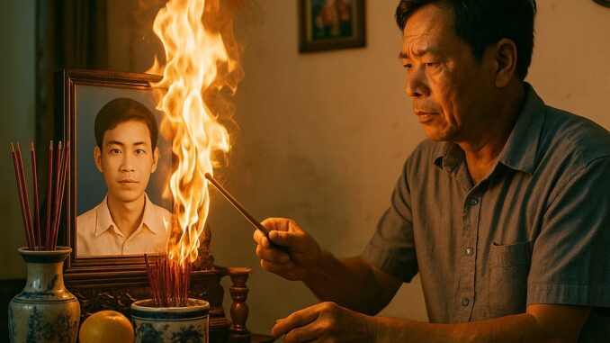 Giỗ 49 ngày cho chàng trai trẻ, ông trưởng thôn đến thắp hương sớm nhất thì bàn thờ bỗng bốc cháy