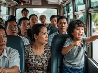 Vừa mới lên xe khách, cậu bé ngồi gần cửa đòi “cho con xuống, có người bảo phải xuống ngay”, tài xế vẫn mặc kệ phóng đi và rồi sau đó…